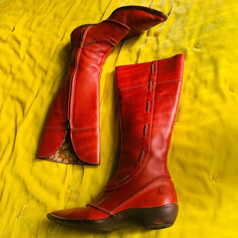 El Naturalista Red Full Zip Leather Boot 37/7.5